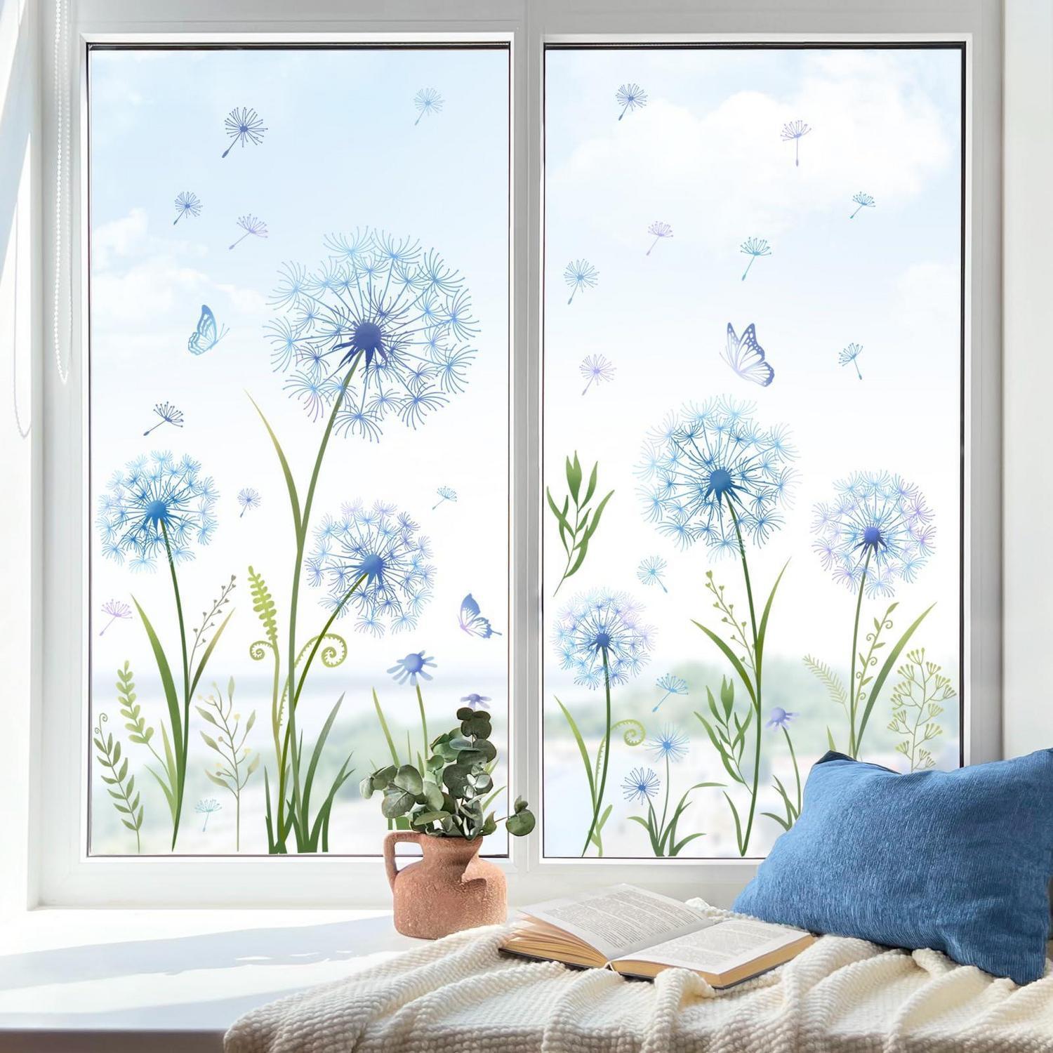 Sticker fenêtre Pissenlit Bleu Papillon PVC 29 x 60 cm 2 pièces | Leroy ...