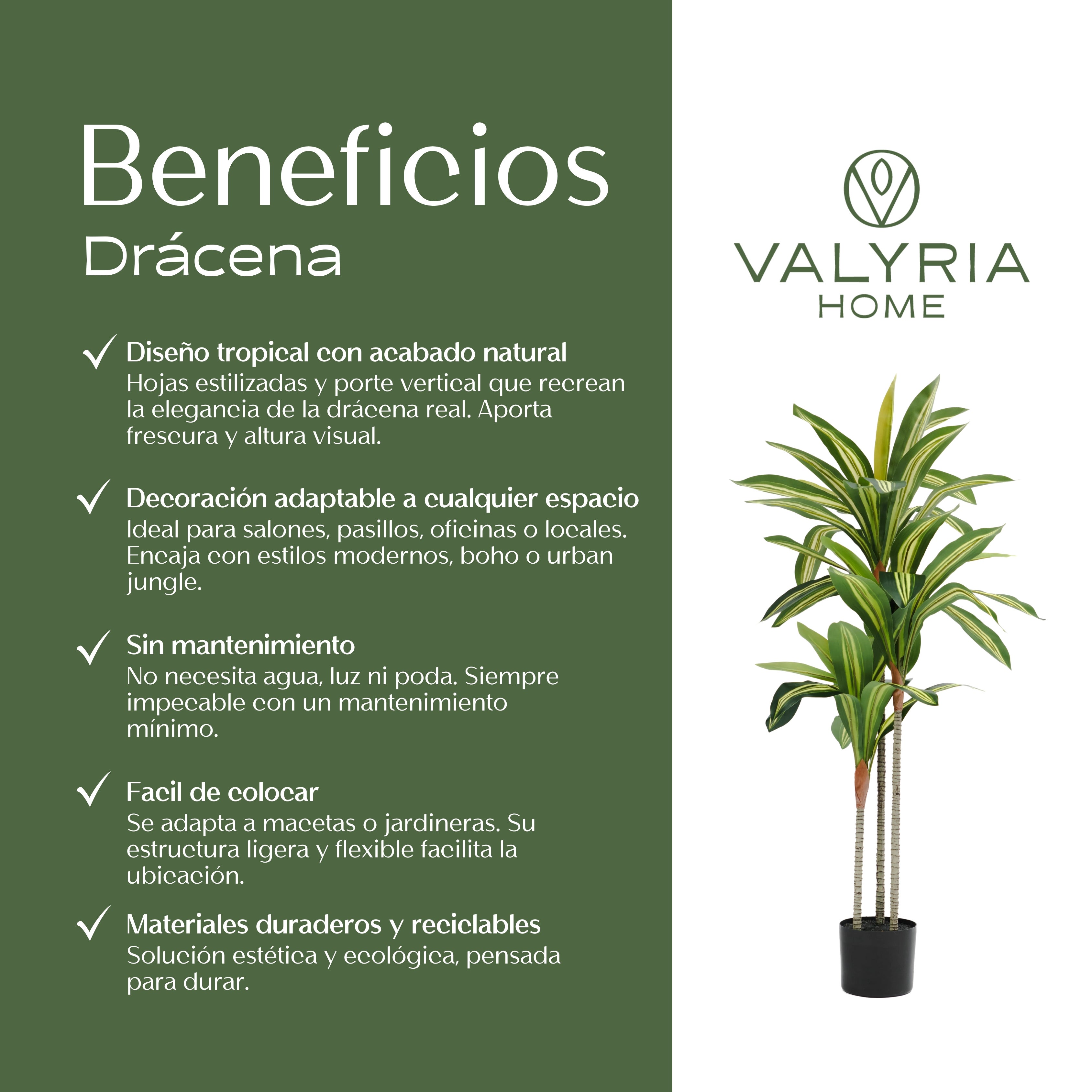 Planta Artificial Dracaena 120 cm - Drácena Artificial - 7