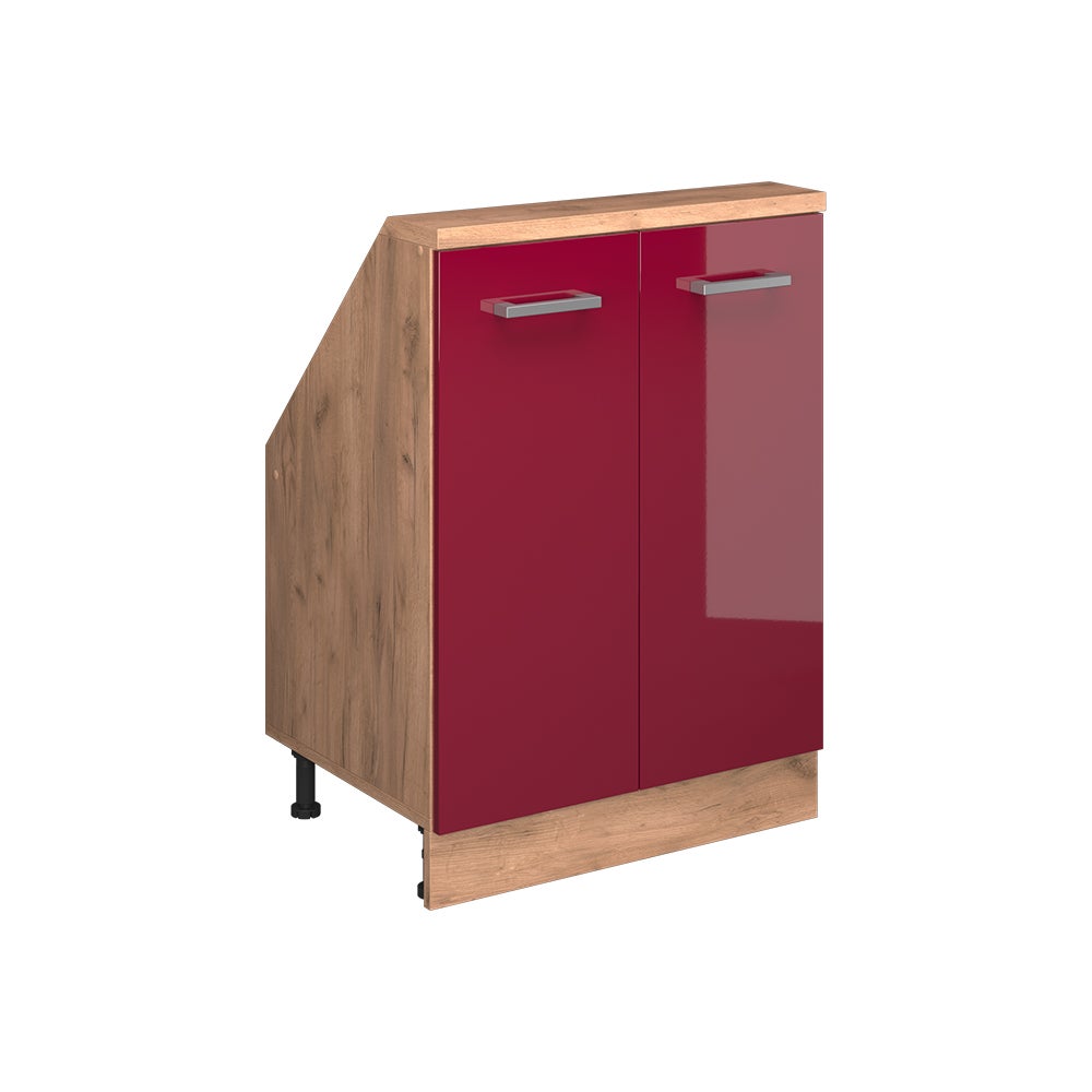 Vicco Szafka kuchenna na dach skośny R-Line, Czerwony połysk, 60 cm z 2 drzwiami