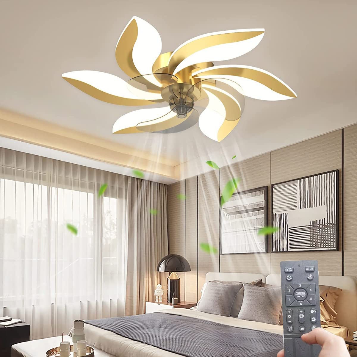 Ventilateur de plafond LED intelligent avec éclairage et télécommande ...