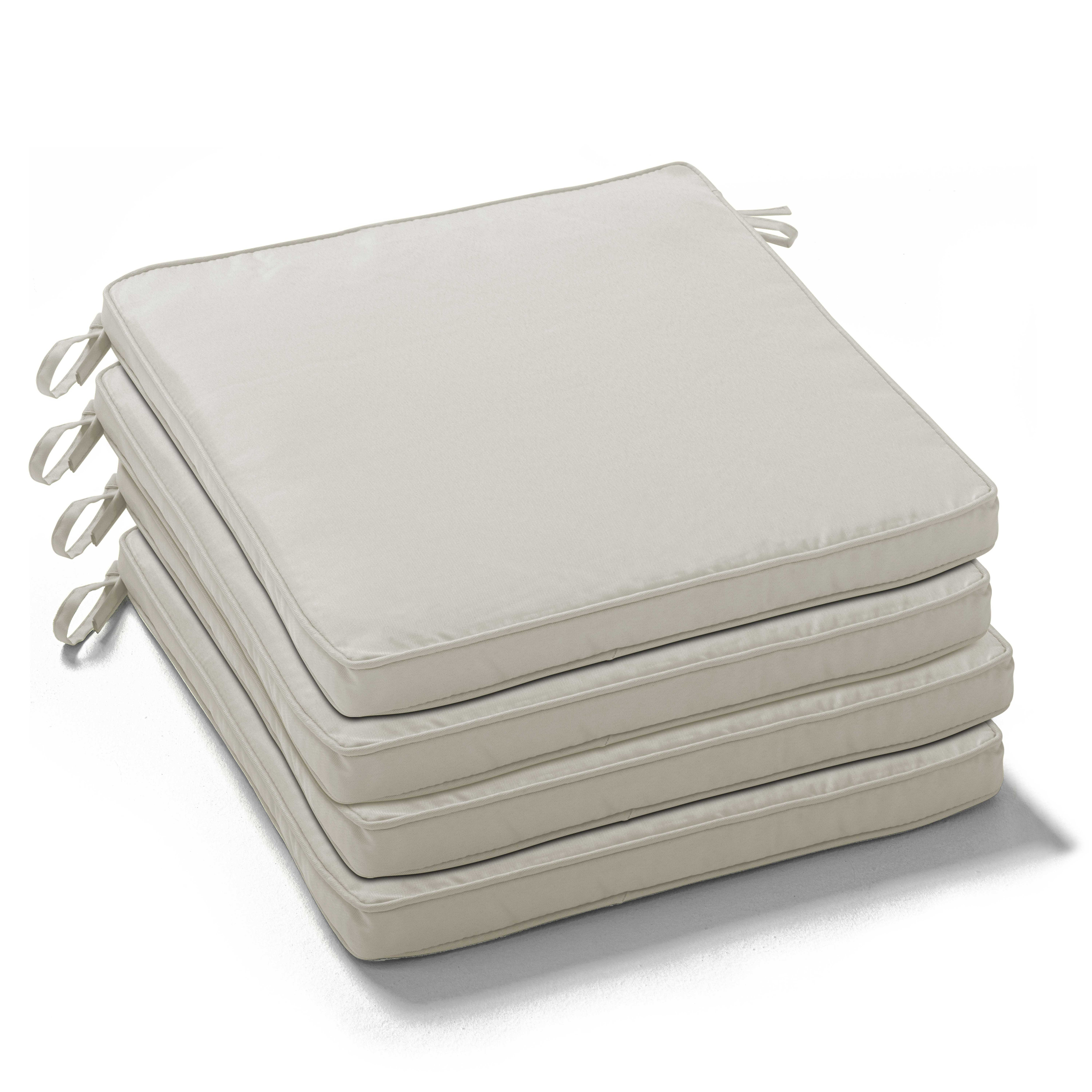 Juego de 4 cojines para silla de poliéster 40x40x3 cm color beige