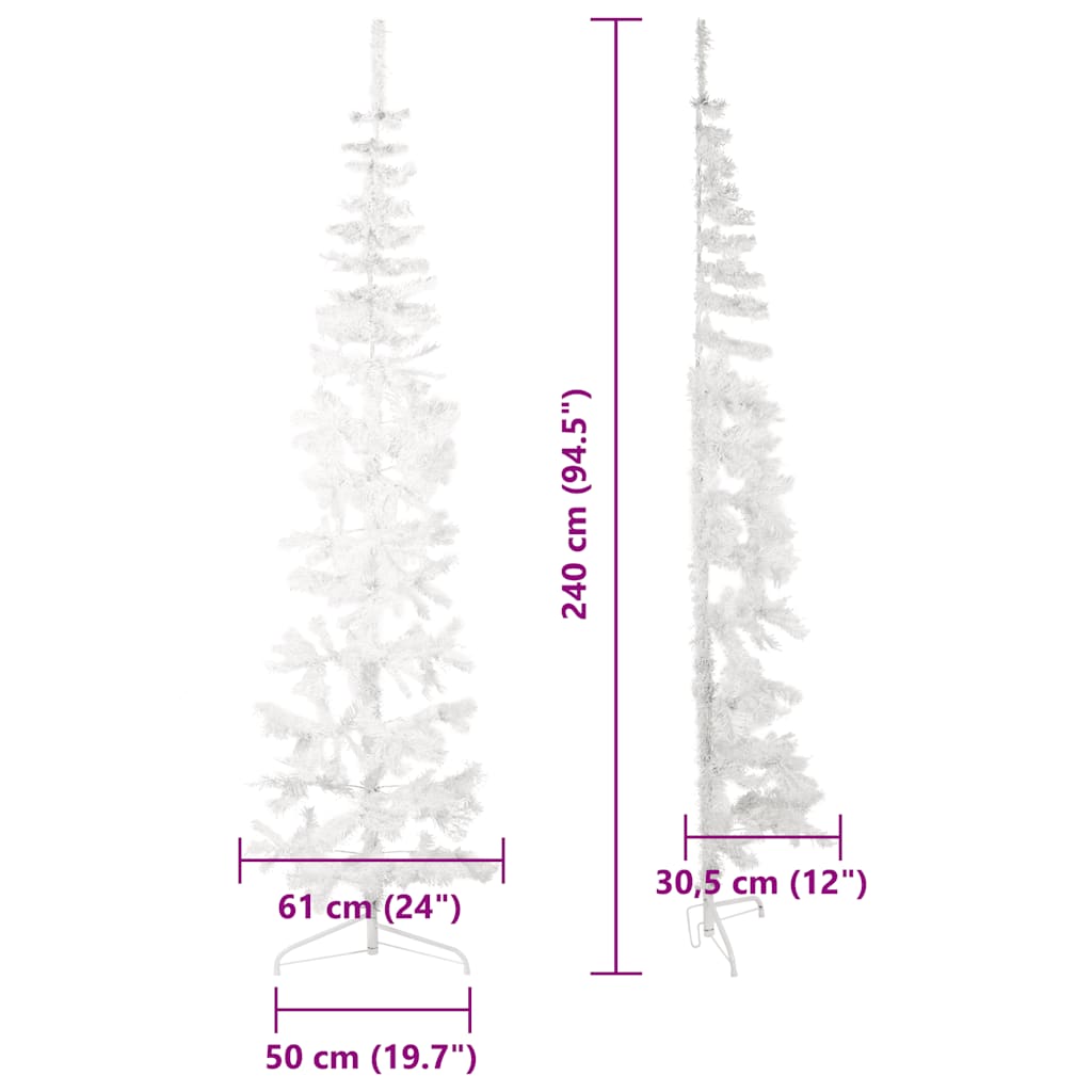 Meia árvore de Natal artificial com suporte branco 210 cm - COMFORTXL - 8