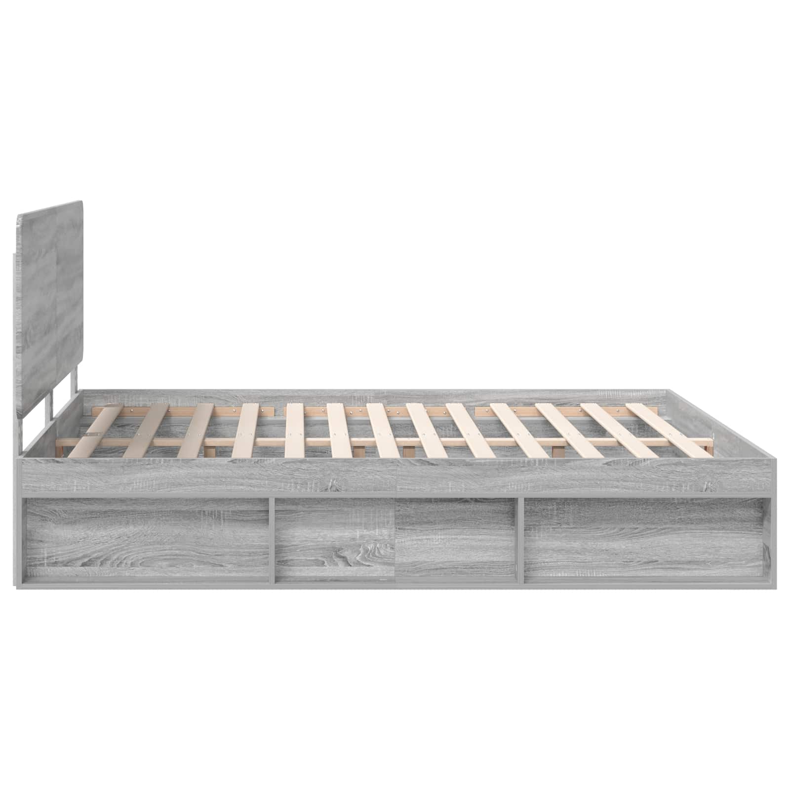 Cadre de lit gris en bois de pin massif pour la chambre, 200 × 200 cm - 8