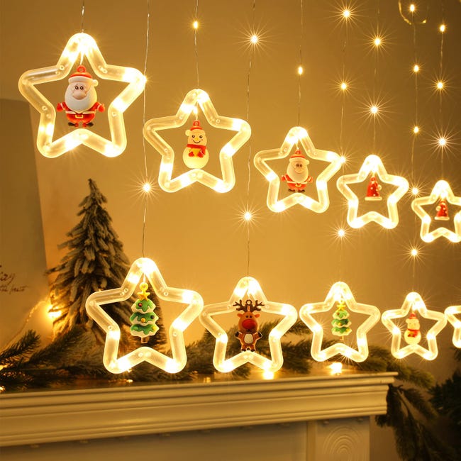 Therlan Luci Di Natale A LED Per Finestre - 3 Pezzi Con Telecomando, Timer E 8 Modalità Di Luce - Decorazioni Natalizie A Batteria Impermeabili IP44 Per Interni Ed Esterni