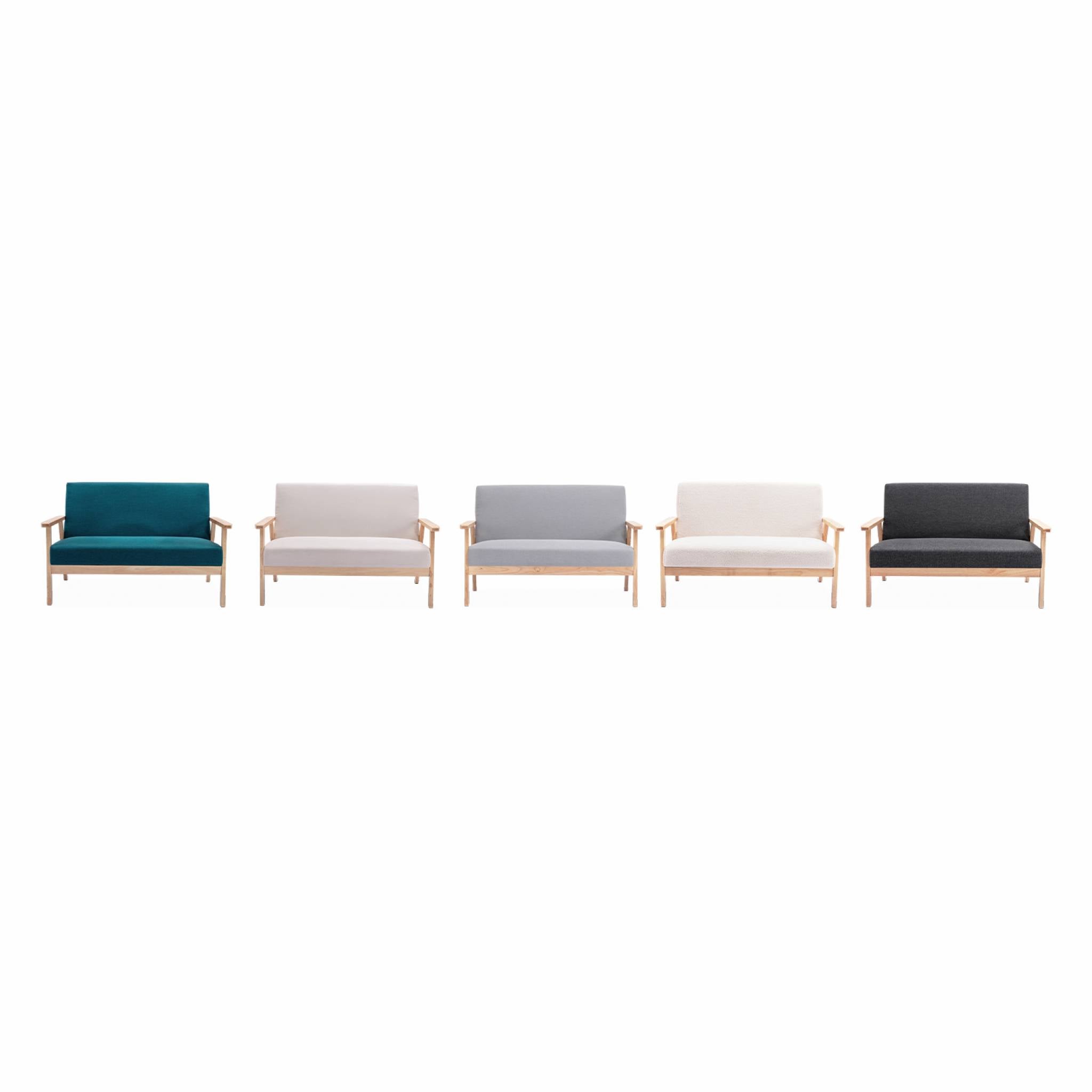 Banquette canapé en bois et tissu bouclette. Isak. L 114 x P 69.5 x H 73cm - 6