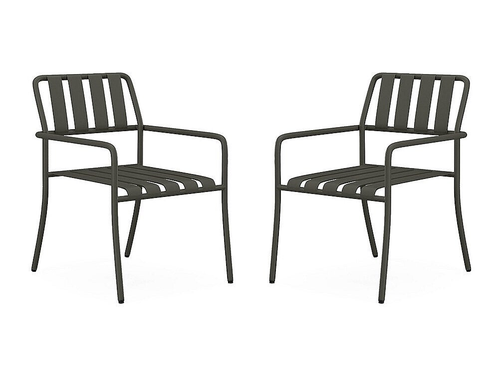 Zestaw 2 foteli ogrodowych sztaplowanych z metalu - Antracytowy - BIRMOS marki MYLIA