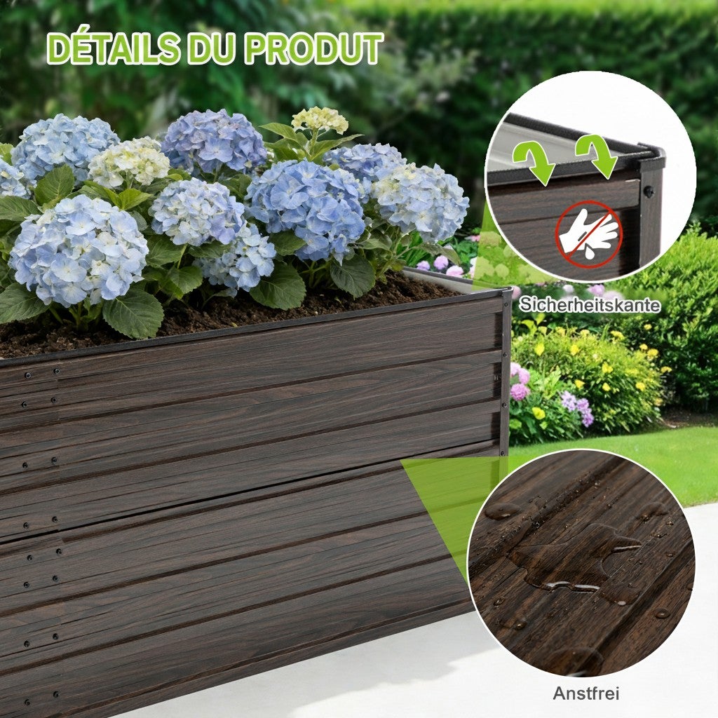 Letto da Giardino Rialzato Metallo 219x112x64cm Fioriera Fondo Aperto ...