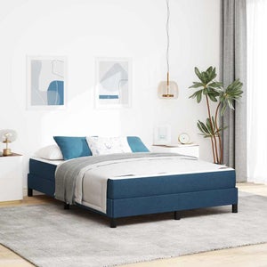 Cadre De Lit 160x200 Cm Avec Tête De Lit - Tissu Bleu - Neuf