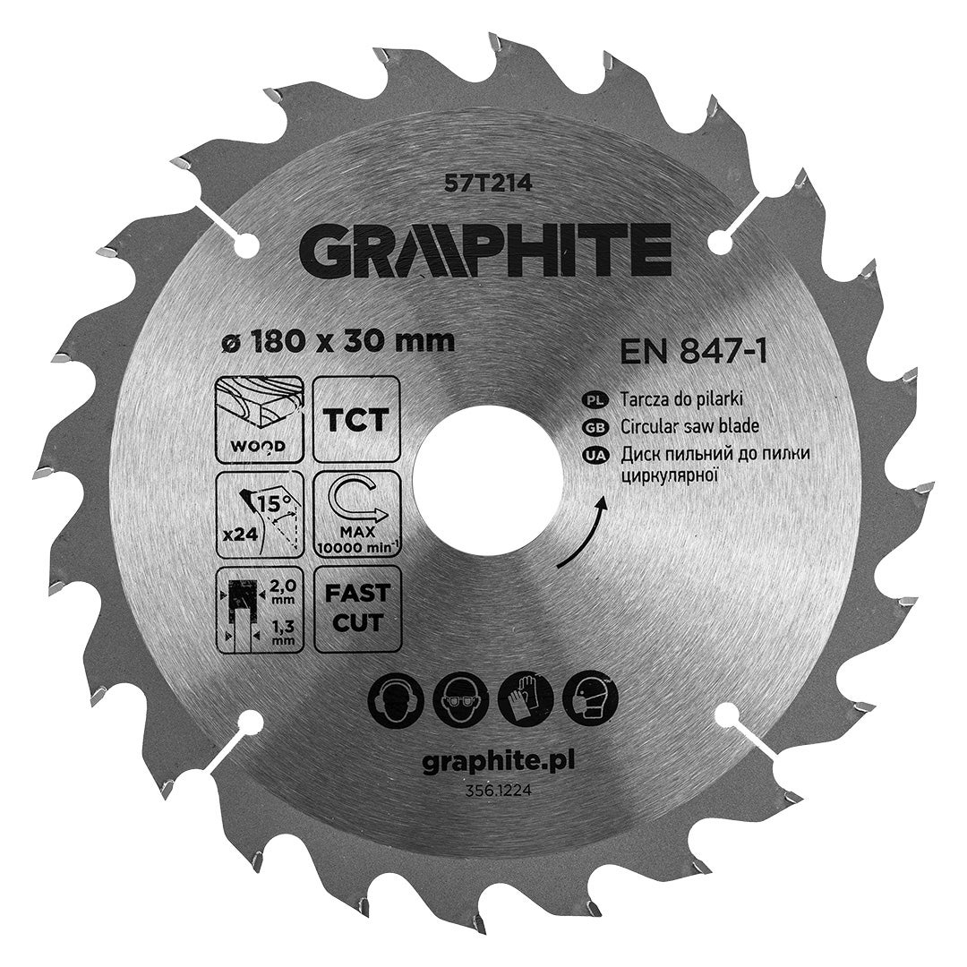 Disc fierastrau circular cu varfuri HM 180 x 30mm, 24 dinti 57T214