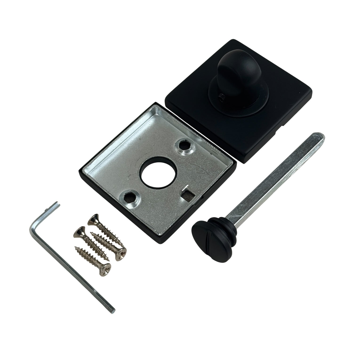2 rosaces de poignée de porte carrées Mies condamnation, Aluminium noir mat - 5