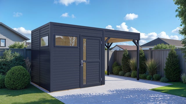 Abri de jardin BERTILO Cubus 2 Lounge avec plancher, Ep.19 mm, gris anthracite