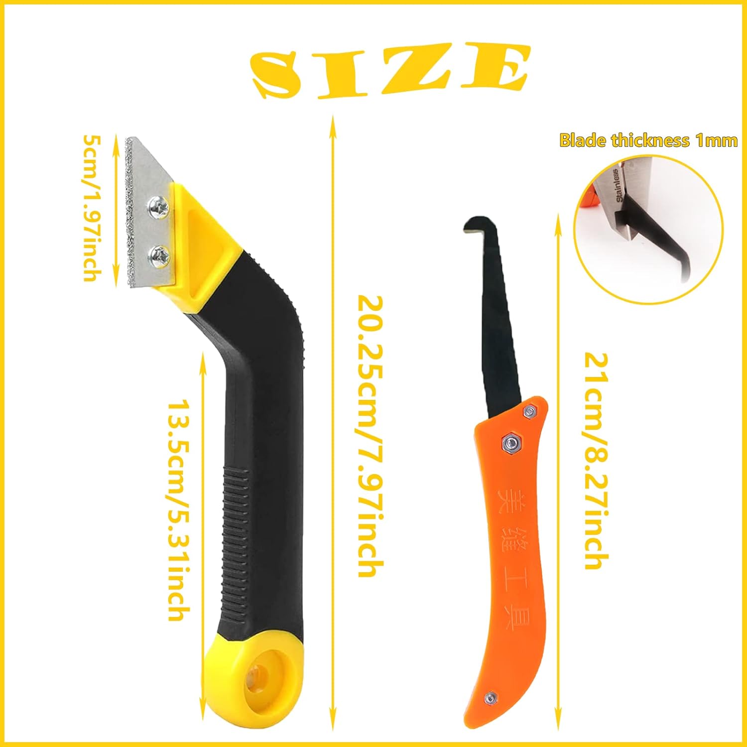 Set de 8 grattoirs pour joint carrelage – Outils pour enlever le coulis et nettoyer les joints, avec 6 lames interchangeables. - 2