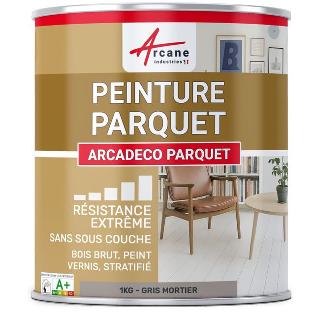 Peinture parquet bois, peint, stratifié, vernis : ARCADÉCO PARQUET Gris Mortier - RAL 060 60 05 - 1 kg - ARCANE INDUSTRIES
