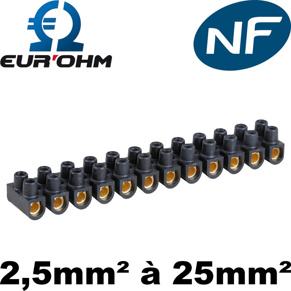 Barrette laiton noire 2,5 mm² de - 2