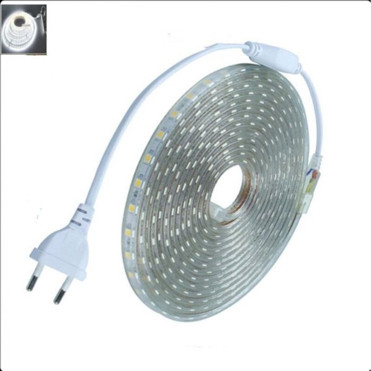 Bandă LED cu comutator, luminozitate ridicată, impermeabil IP65, 220V, lumină alb rece.