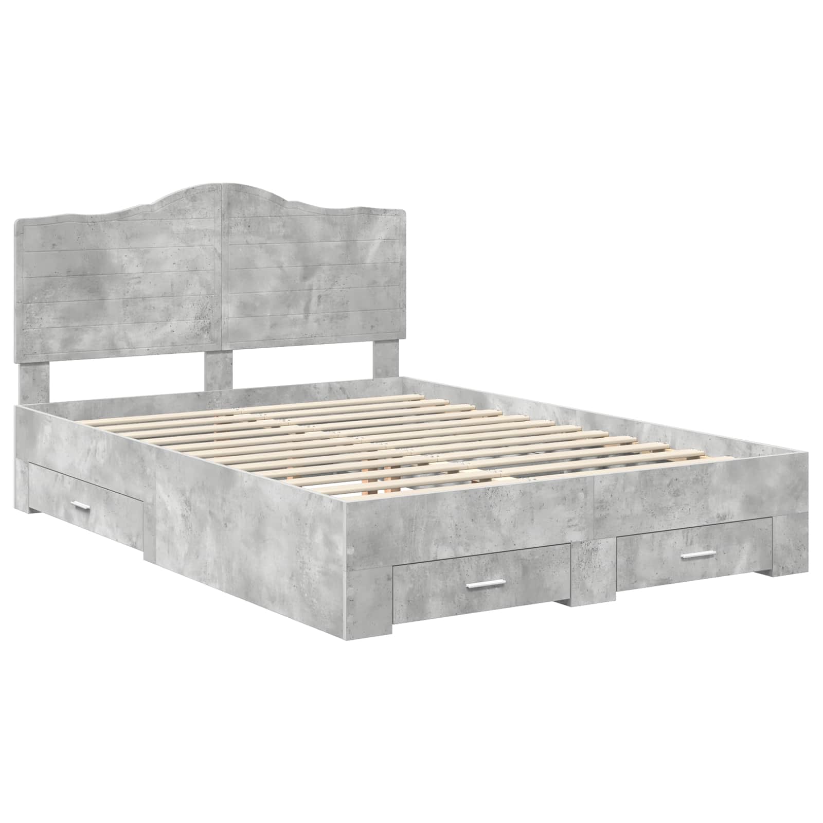 Cadre de lit gris béton 140 x 190 cm en panneau de bois - 4