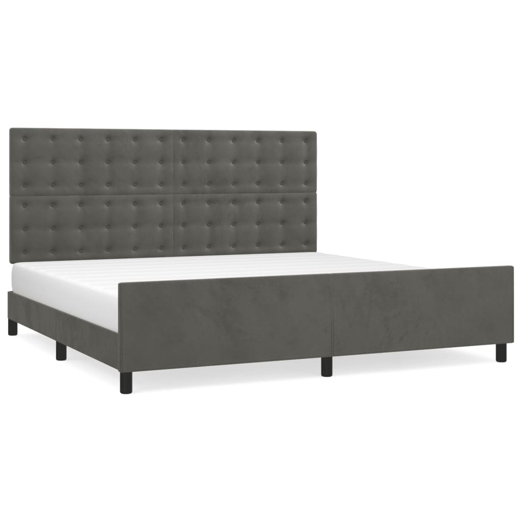 Cadre de lit sans matelas gris foncé 200x200 cm velours - 2