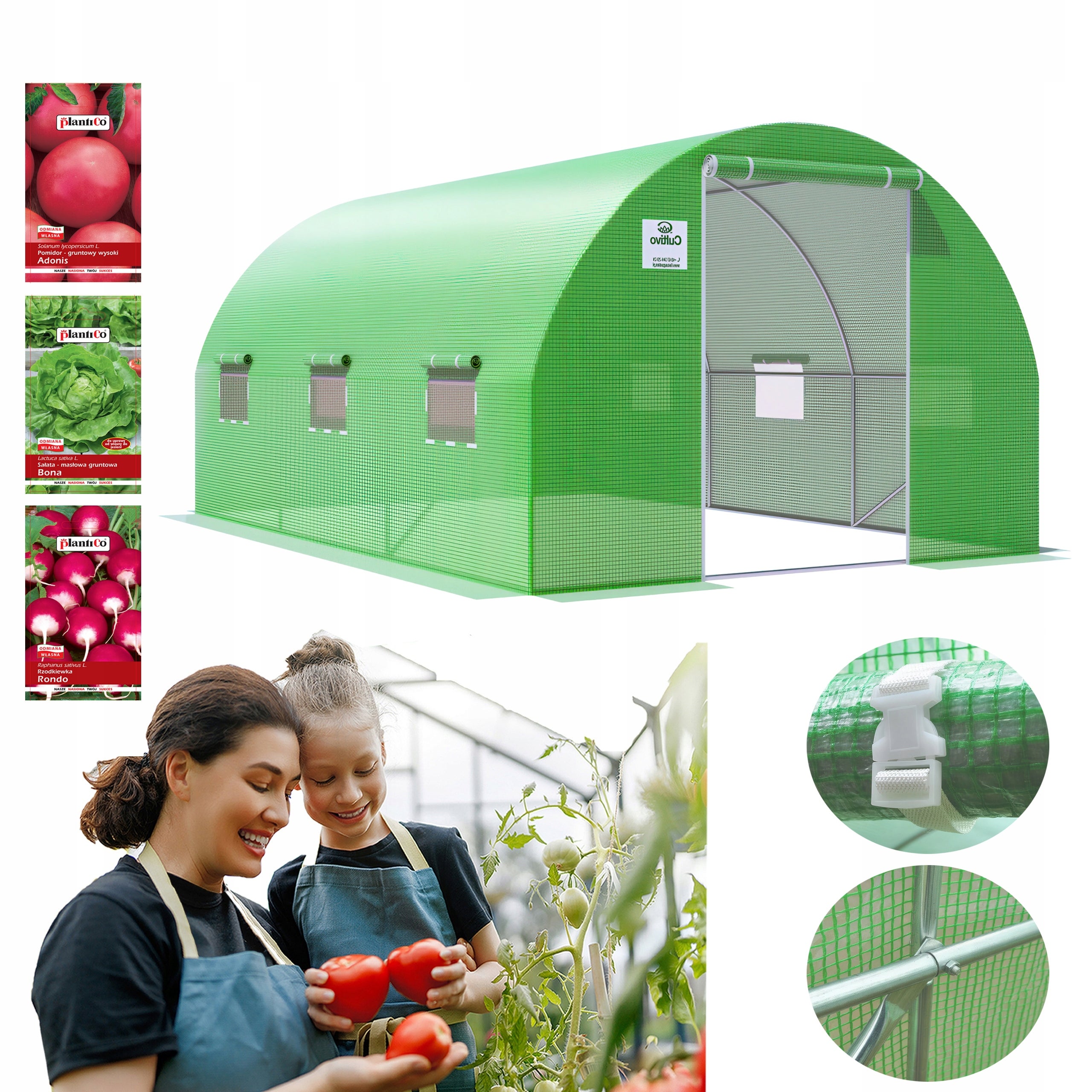 Tunel Ogrodowy Foliowy Szklarnia 3x4,5x2 - 13,5m2 Zielony UV4 Cultivo 1 szt