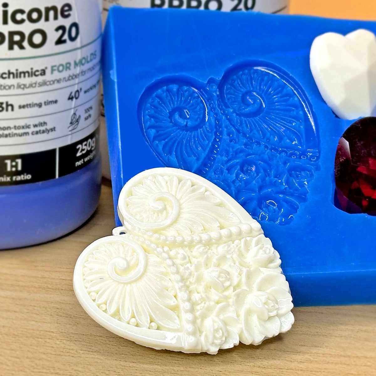 R PRO 20 gomma di silicone liquida di media durezza 1:1 , non tossica e catalizzatore al platino (2 kg) - 7