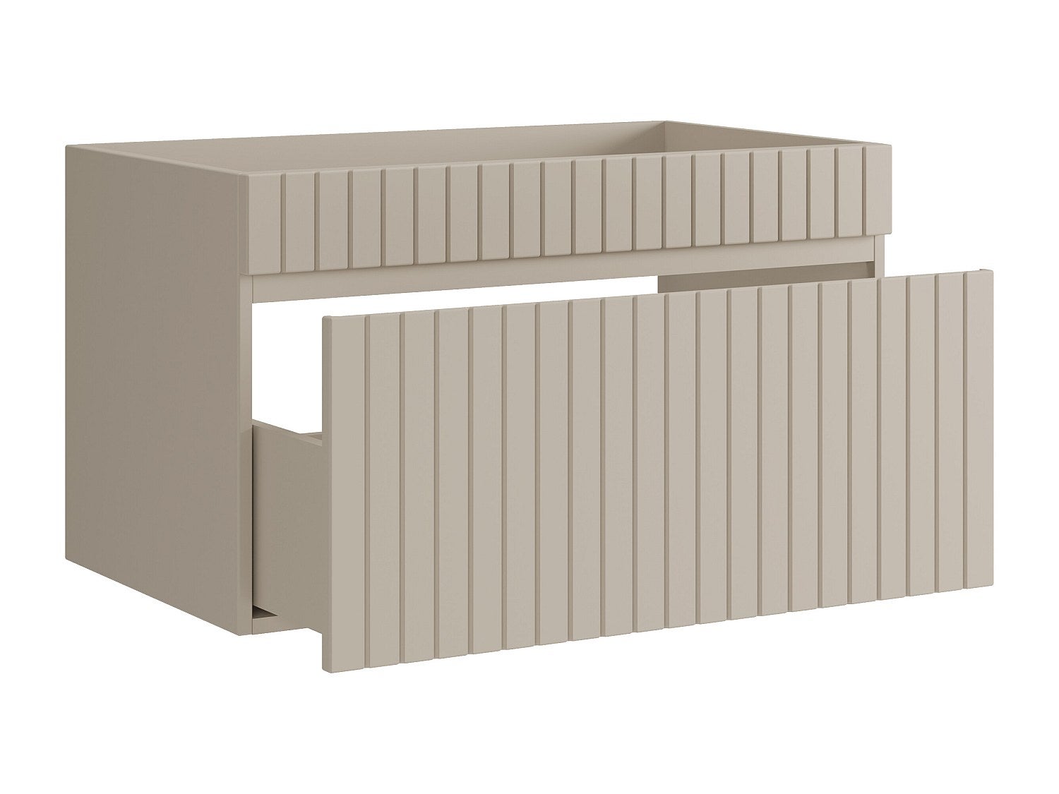 Meuble sous vasque suspendu strié beige - 80 cm - SATARA - 4
