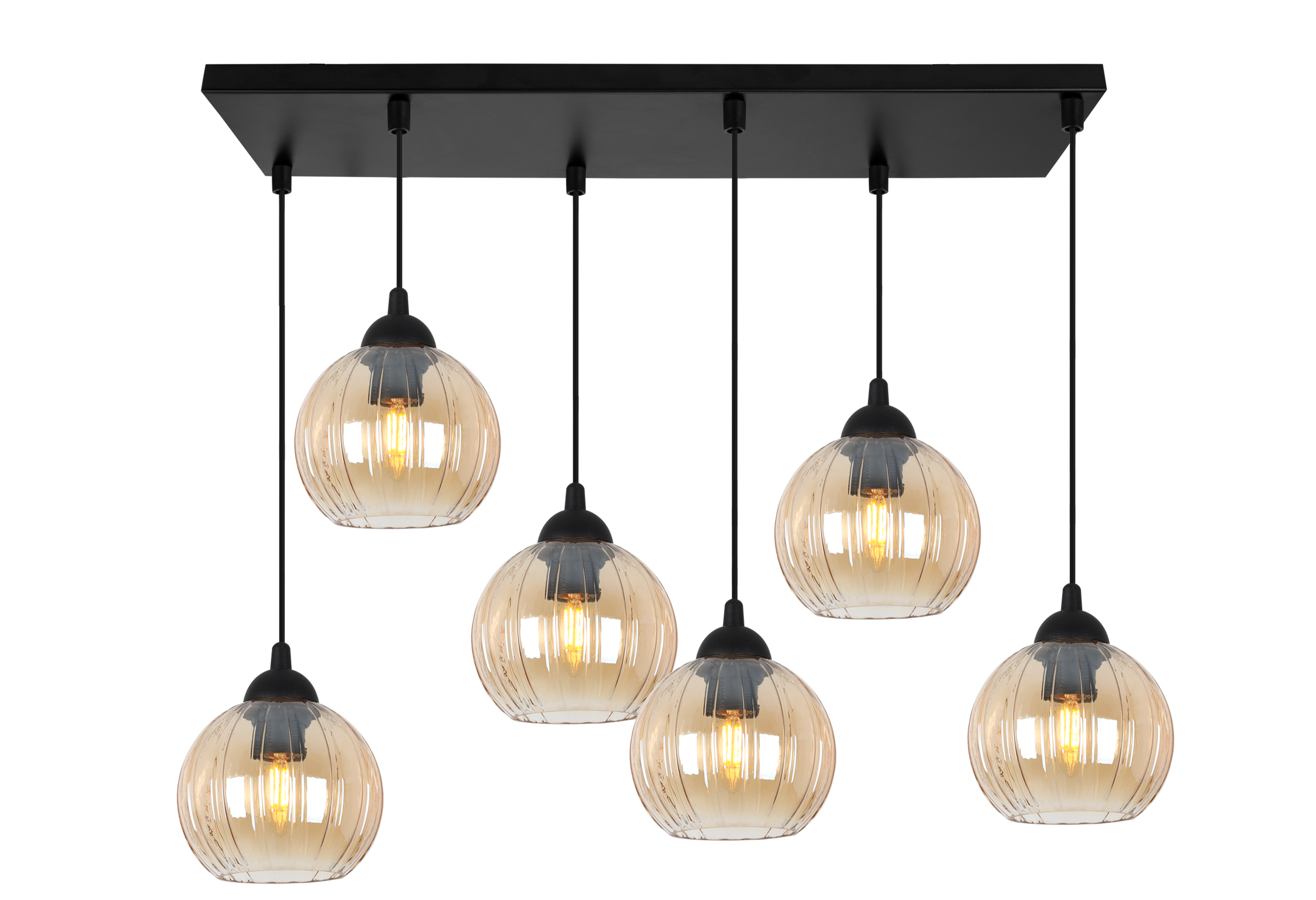 Lampa sufitowa wisząca Costa loft 6xE27 klosz kula miodowa Light Home LH