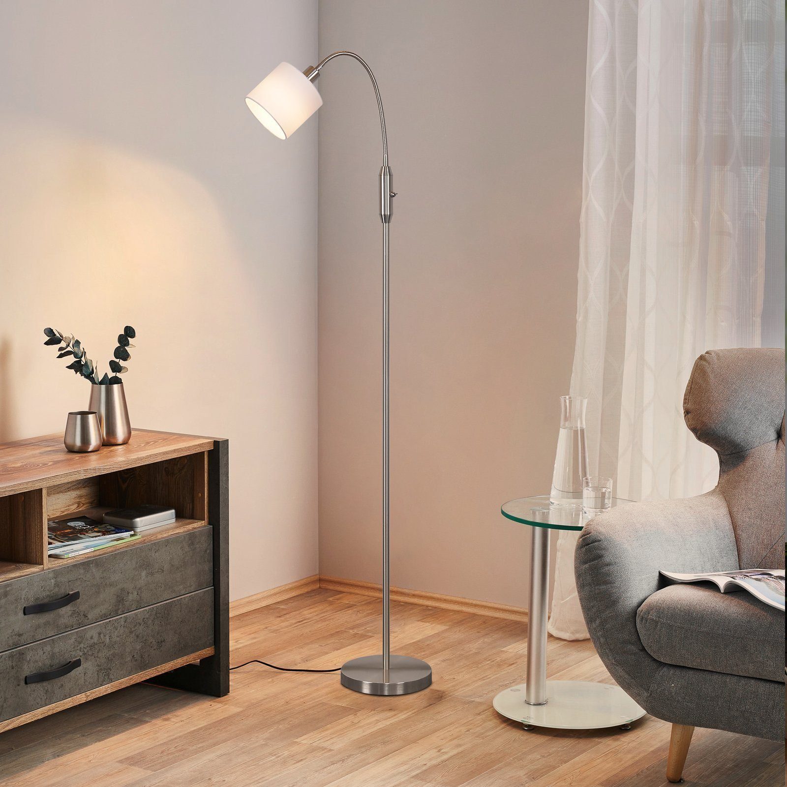 NETTLIFE Czarna lampa podłogowa do salonu w stylu vintage, nowoczesna tkanina podłogowa z kątem obrotu 360°, przełącznik kołyskowy E14, bez żarówki. - 9