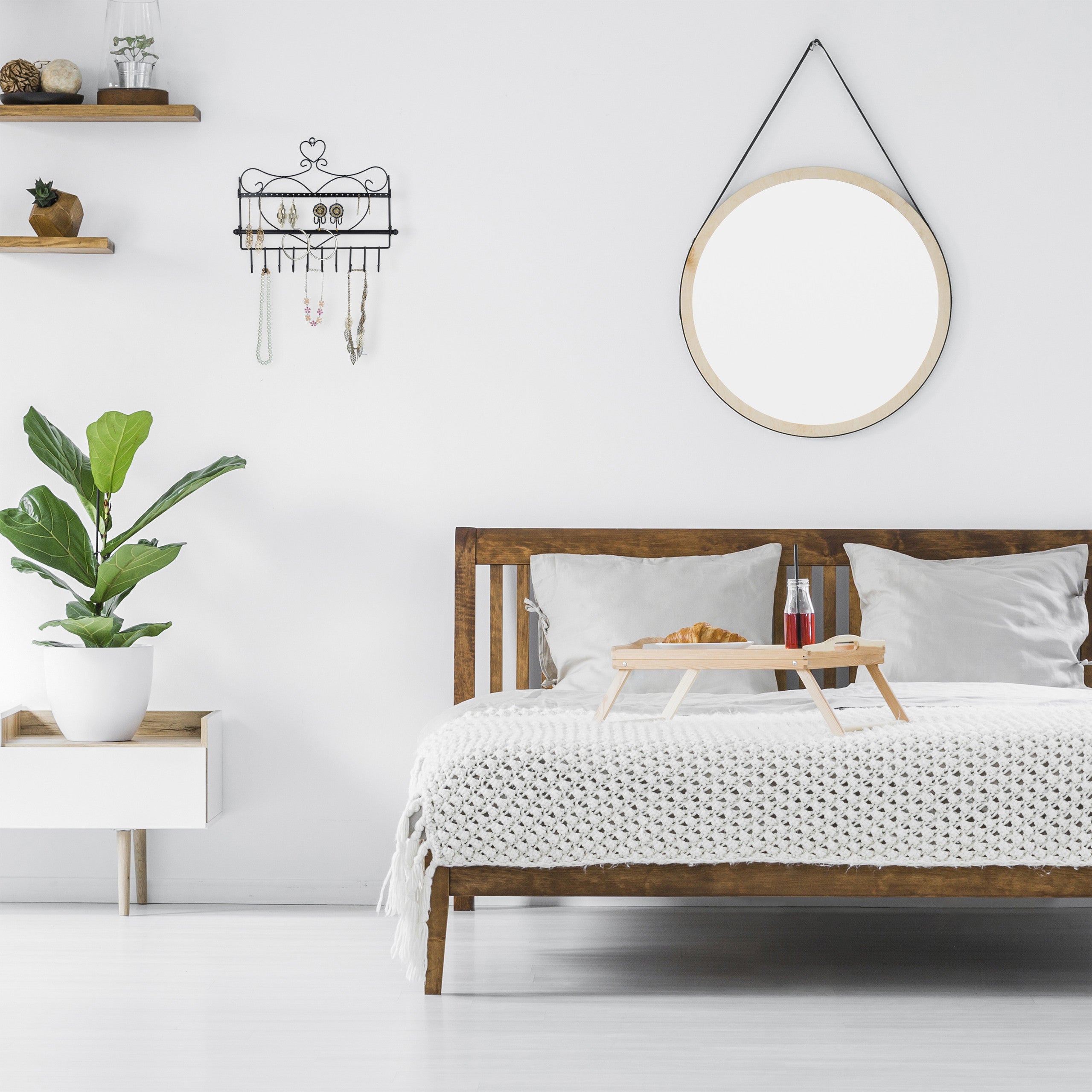 Porte-bijoux mural, pour colliers, boucles d’oreilles & bracelets, présentoir, 30 x 36,5 x 3,5 cm, noir, Relaxdays - 2