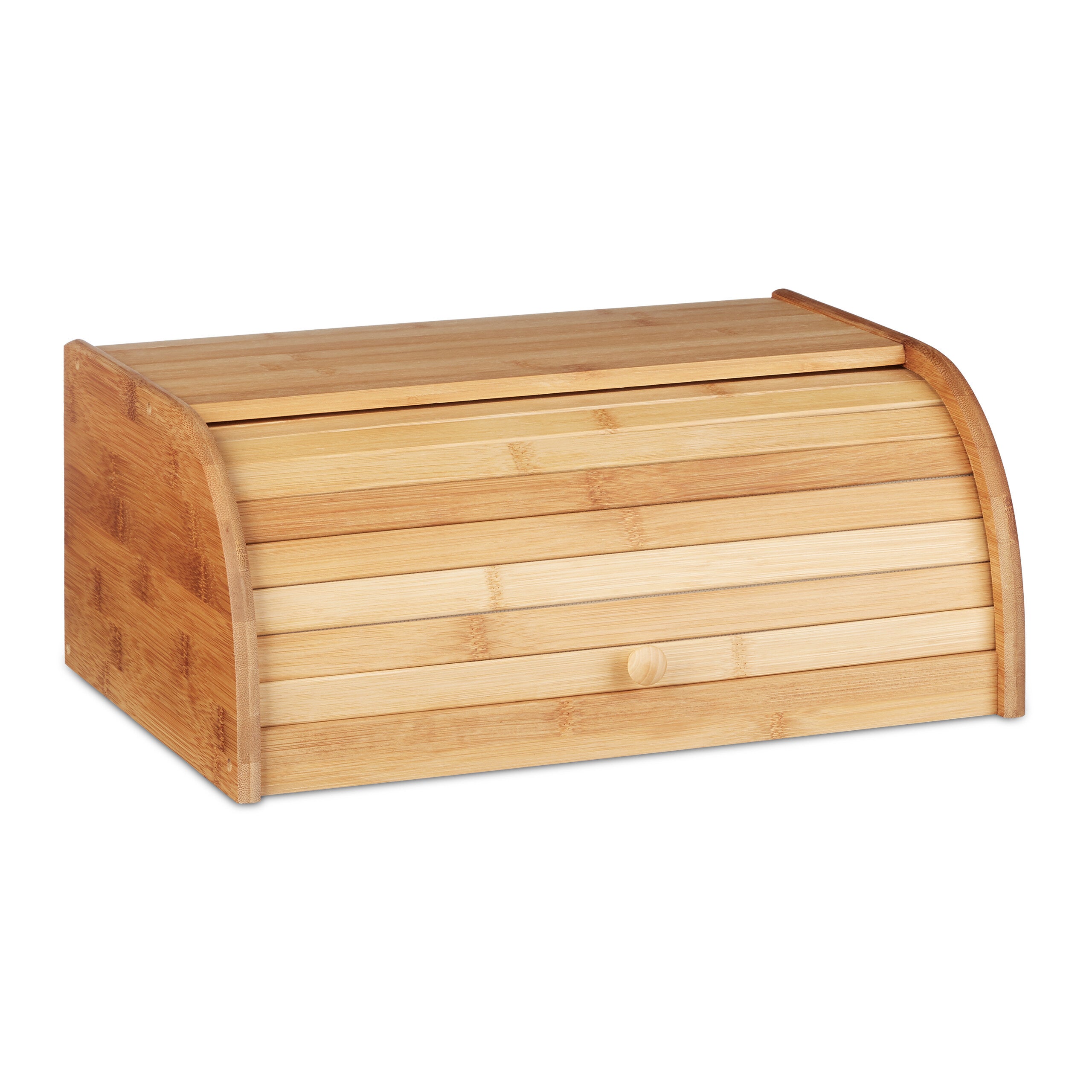 Panera de bambú, tapa deslizante, caja de pan de madera, 16,5 x 40 x 27,5 cm, abatible, marrón natural, Relaxdays - 7