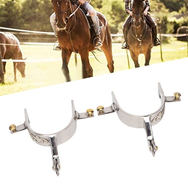 Speroni Cowboy In Acciaio Inox - Intaglio Fiori, Per Equitazione Western, Regolabili E Decorativi - Foto 5