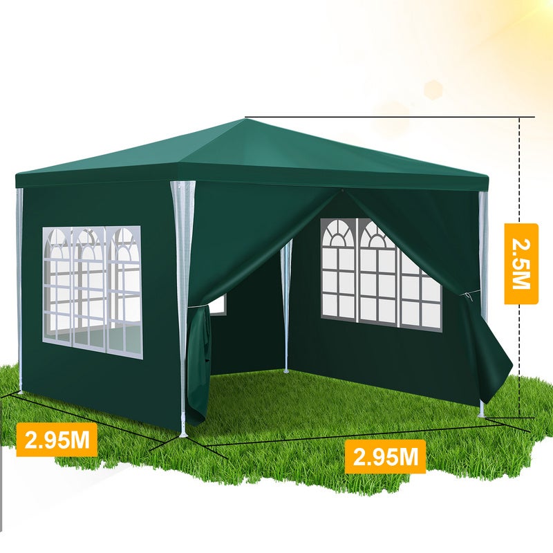 Tente Pavillon Étanche Terrasse – Pavillon de terrasse avec fixation, tente de jardin parfaite pour les fêtes 3x3m Vert - 2