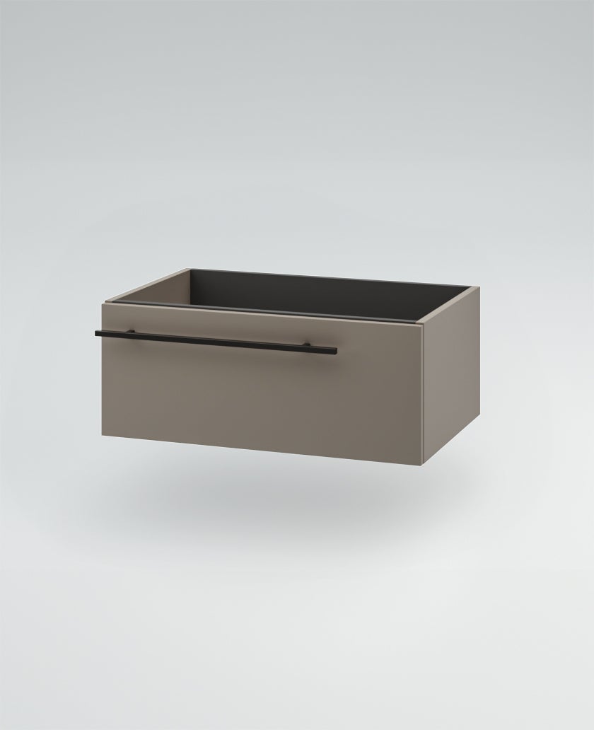 Mobile bagno Top con lavabo in appoggio vano poro noce cassettiera e colonna tortora milano specchio lampada e p.asciugamano L 120 x P 46 - 4