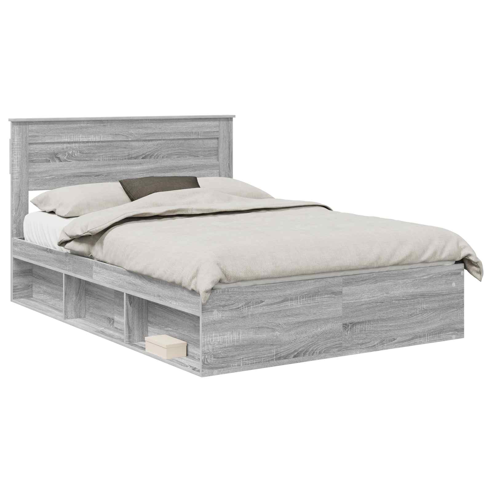 Cadre de lit Gris 140 x 190 cm Bois de pin massif - 2