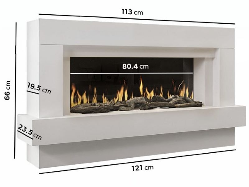 CHEMIN'ARTE - Chimenea eléctrica de suelo Linéa blanca - Efecto llamas LED - WIFI - Mando a distancia - Sonido de crepitar - Calefacción 2000W - 5