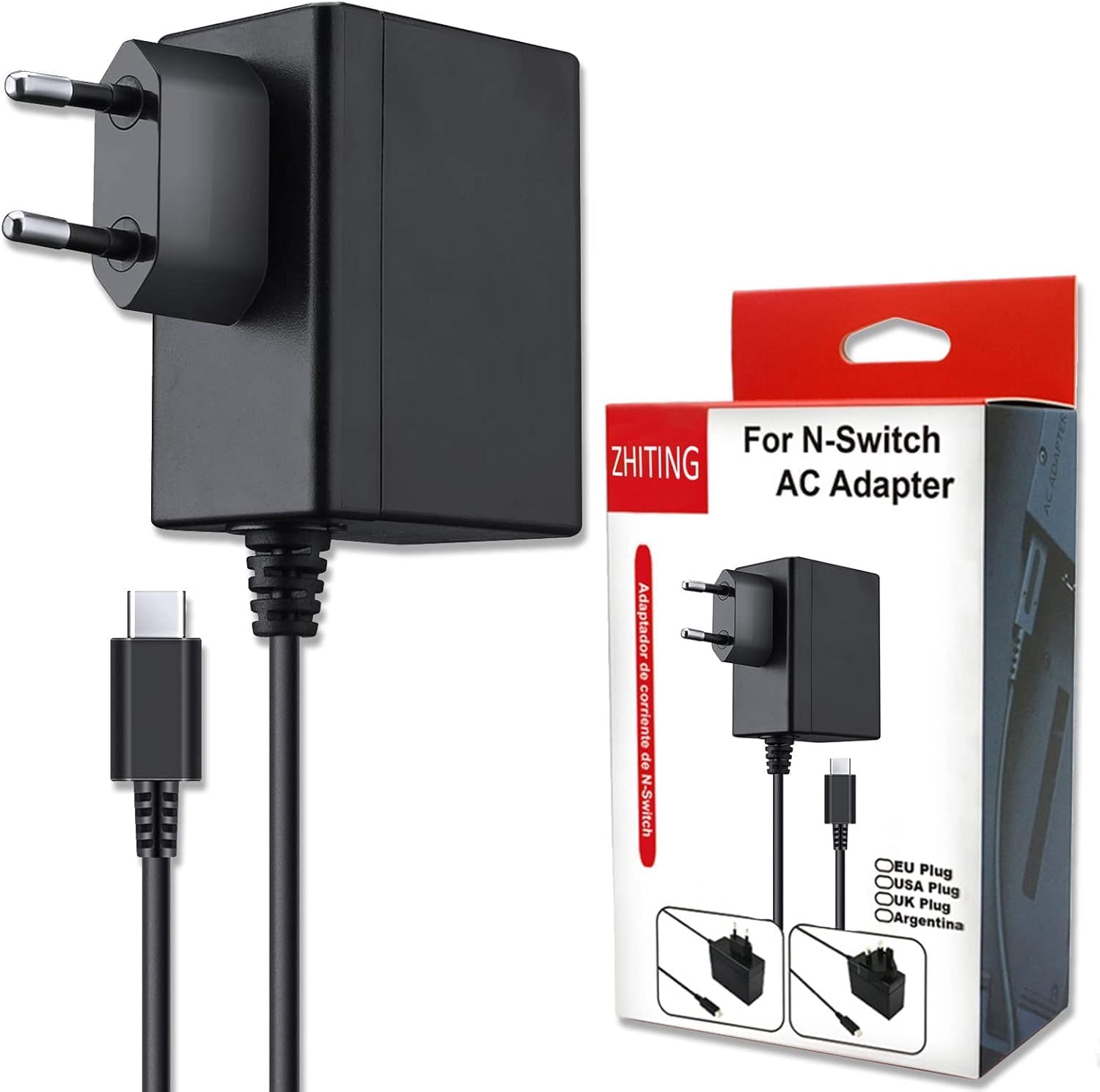 Szybka ładowarka Type-C do Switch OLED/Lite – Zasilacz sieciowy kompatybilny z trybem TV Switch, 1,5 m