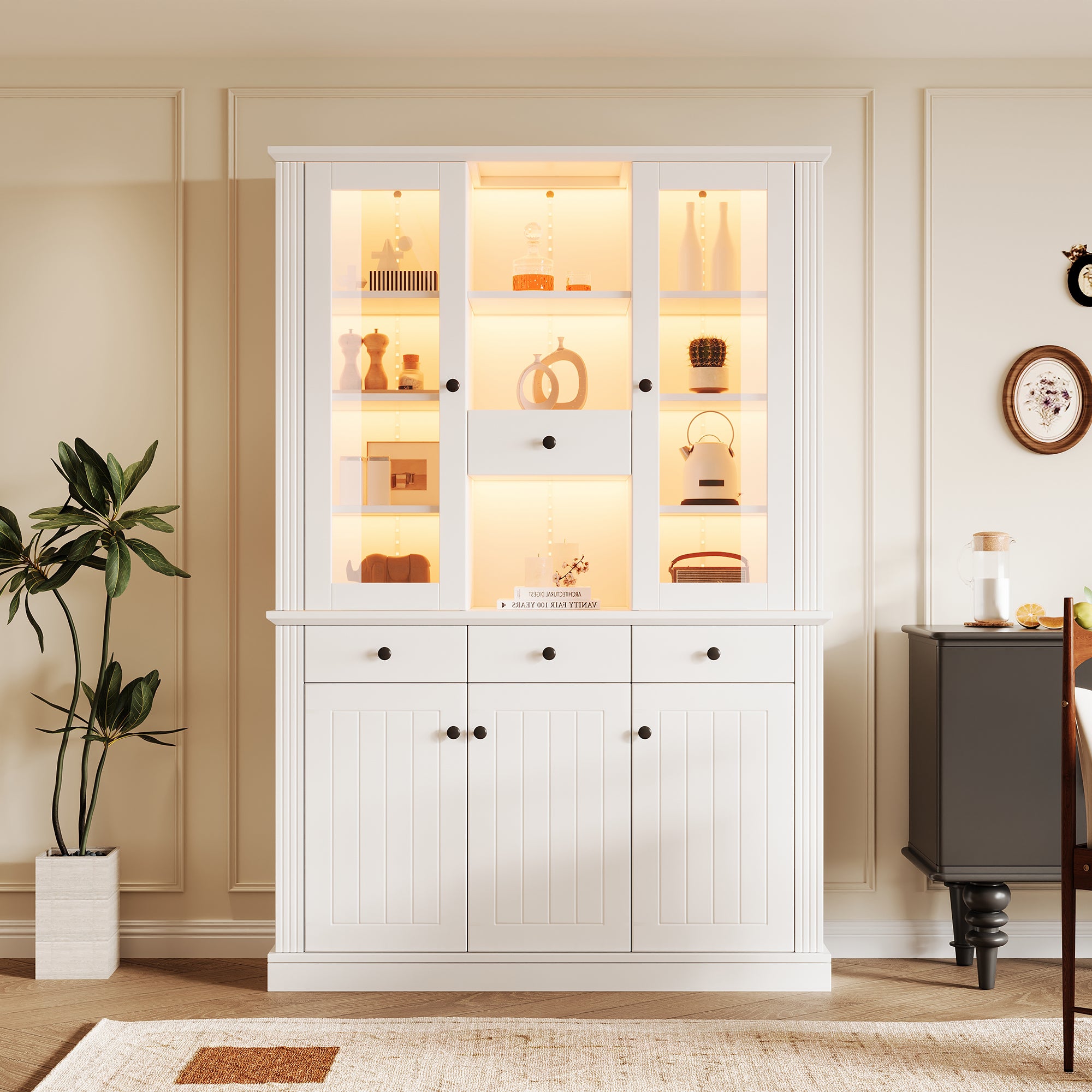 Sweiko Vitrine De 120 × 35 × 200 Centimètres,Sideboard Avec