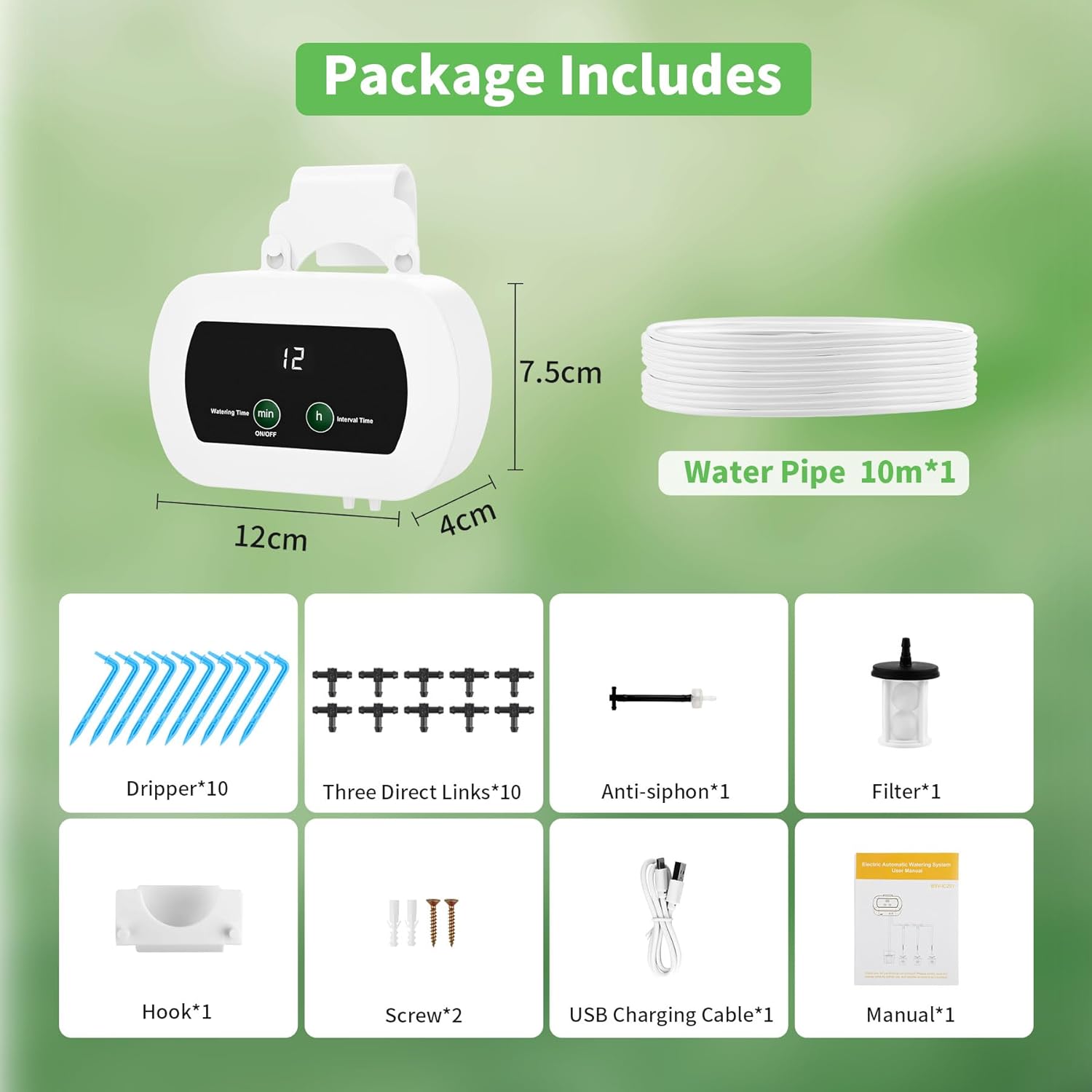 Système D'arrosage Automatique Goutte à Goutte Pour 10 Plantes - 300 Modes, Batterie 2200mAh USB-C | Intérieur, Balcon, Serre