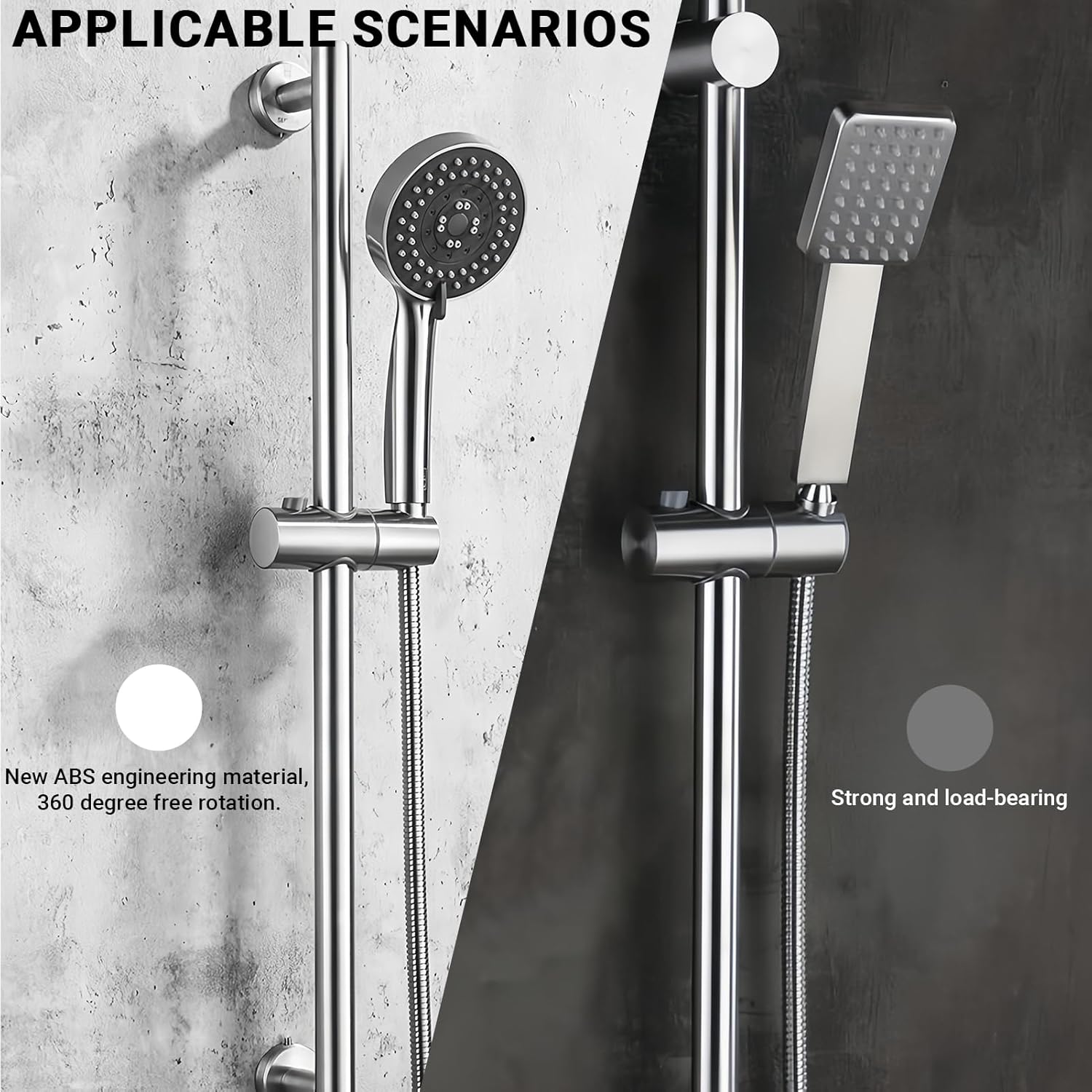 Support de douchette en ABS orientable à 360°, compatible avec les barres de douche cylindriques de 22 mm — Installation facile et sécurisée - 4