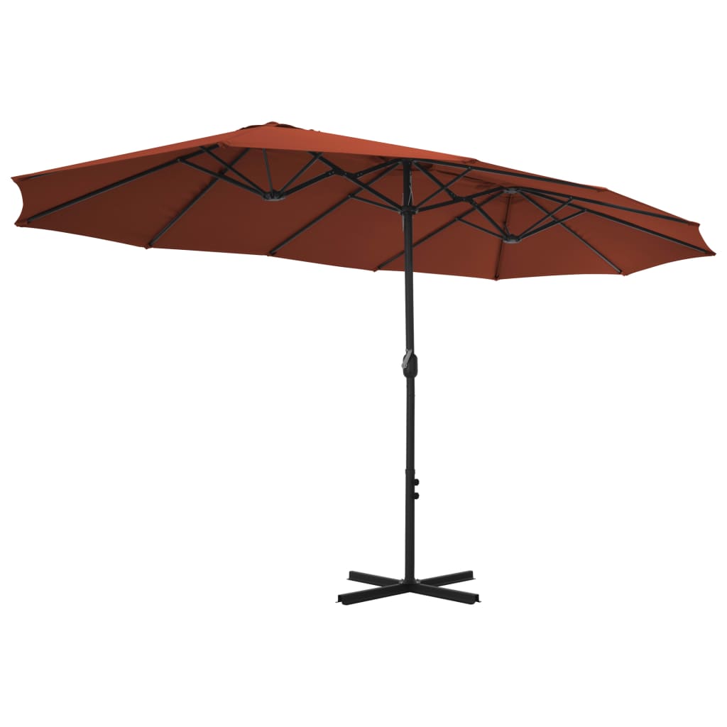 Parasol avec poteau en aluminium 460x270 Terre cuite - 4