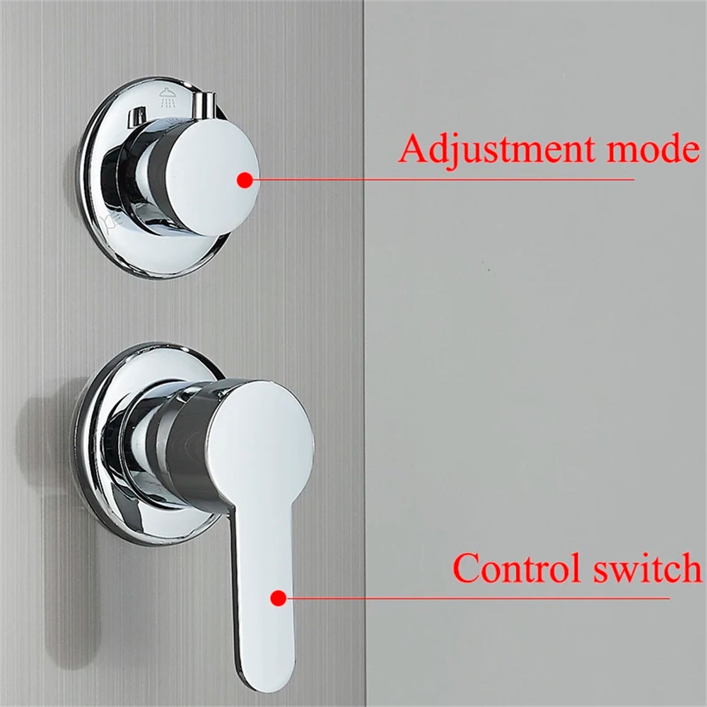 Panneau de douche argenté grand écran, pommeau de douche cascade, mitigeur à jet de massage, robinet de douche de salle de bain - 7