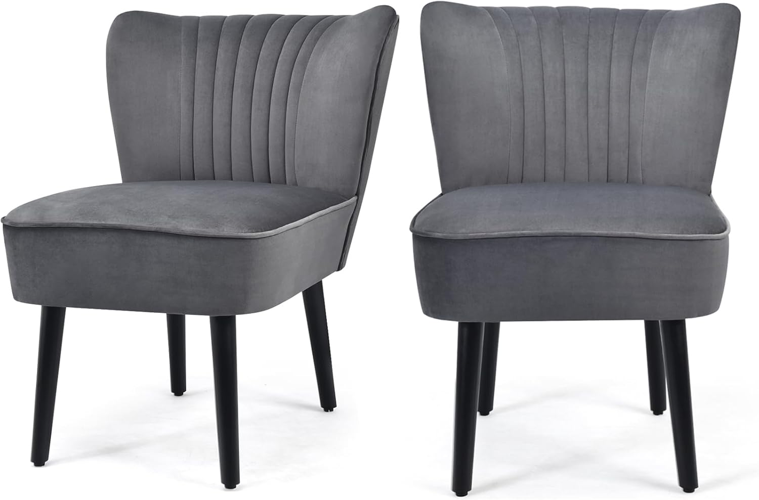 Juego de 2 sillas tapizadas de relax con patas de madera, asiento acolchado y respaldo alto, silla de comedor moderna, para salón o dormitorio