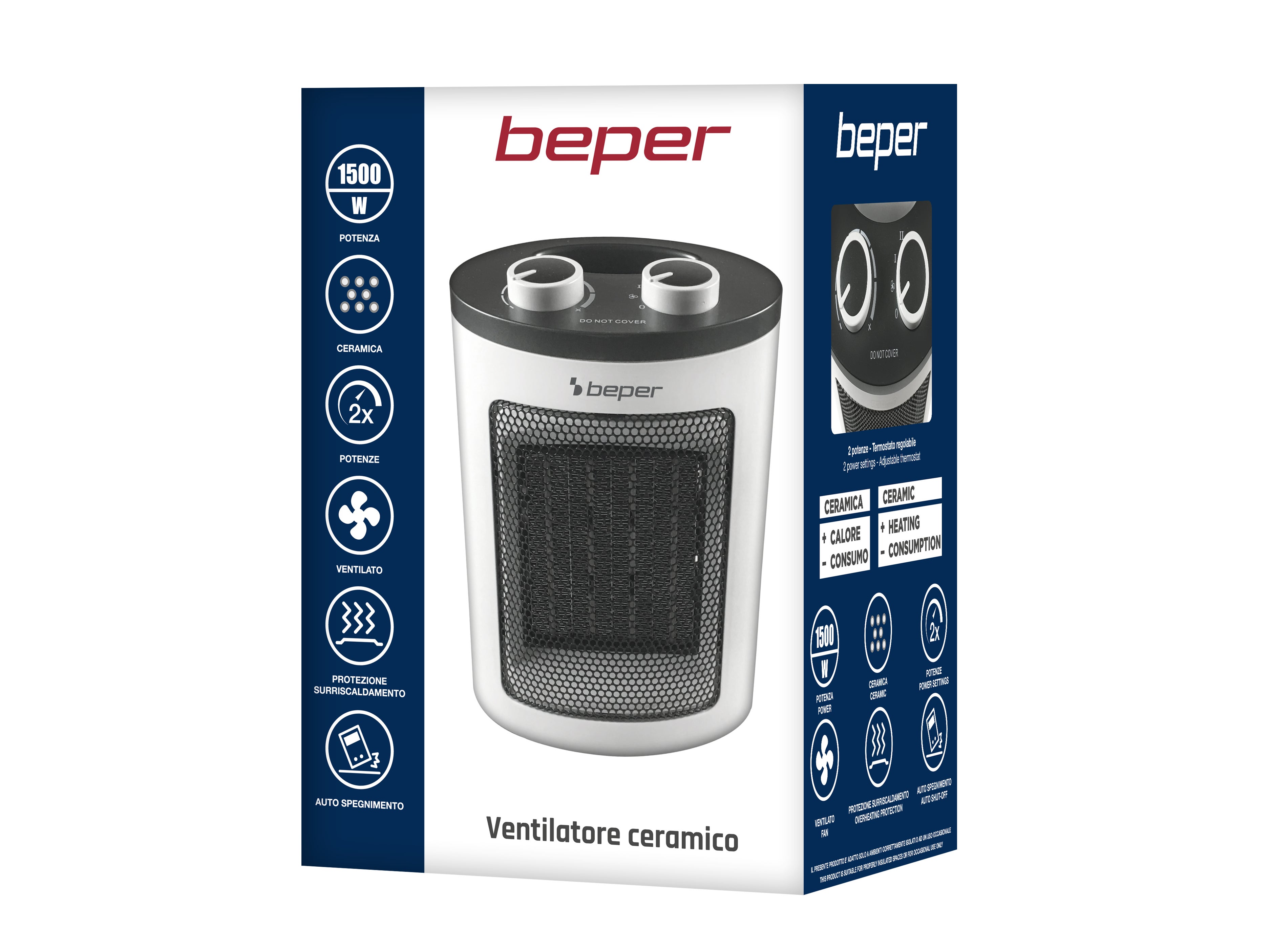 BEPER RI.080 – Termoventilatore Ceramico a Basso Consumo - Stufetta Elettrica con Protezione Anti-Surriscaldamento - 6