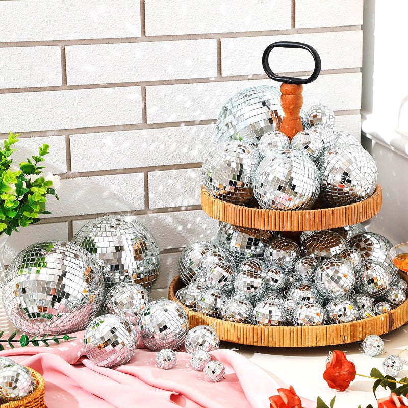 Bola de discoteca, 25 bolas espelhadas, mini bola de discoteca, pequenas bolas de discoteca decorativas, pequenas bolas de discoteca para pendurar na - 6