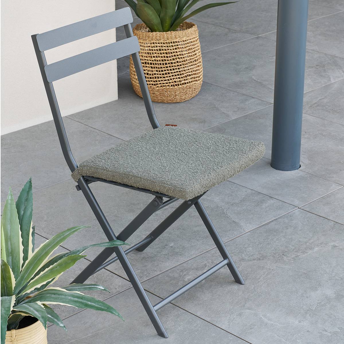 Galette de chaise Solfia 40x40cm vert laurier - Hespéride | Leroy Merlin