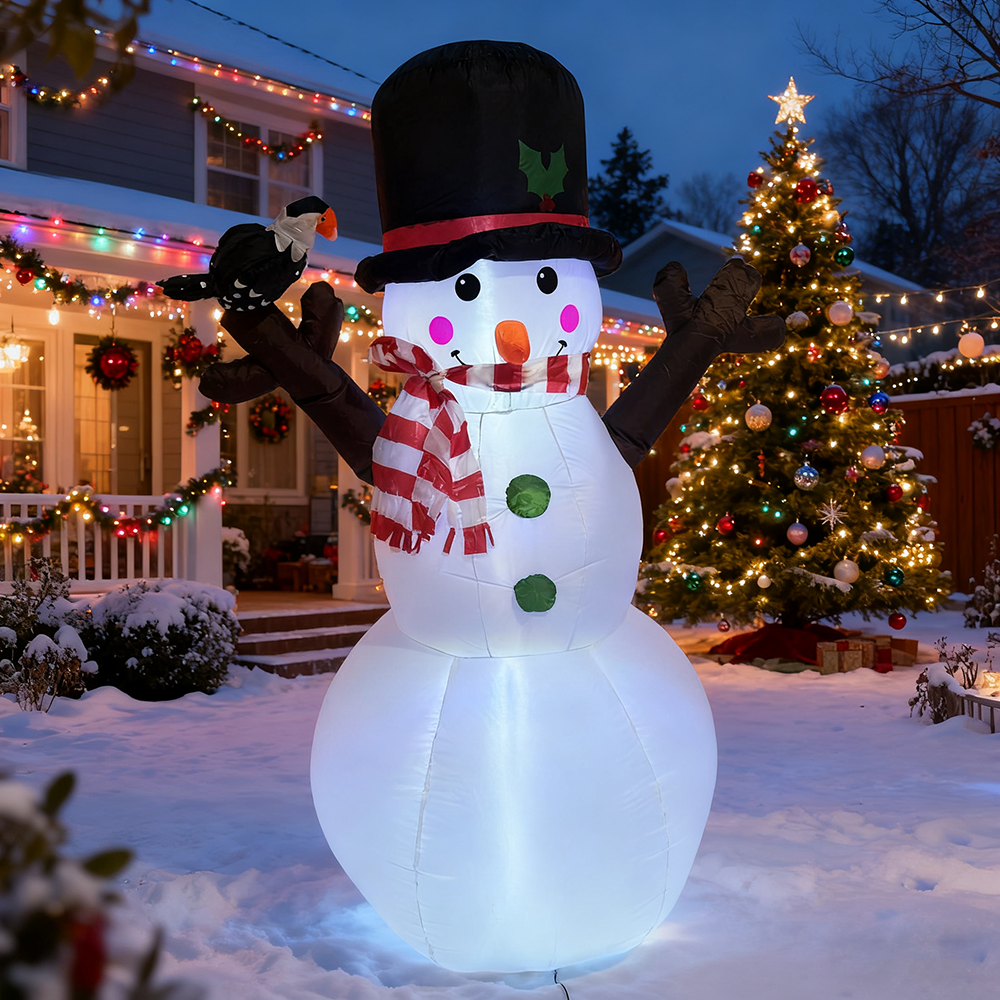 GlobaLink Pupazzo di Neve Gonfiabile 240CM IP44 per Natale - Decorazione RGB LED Esterna, Gonfiaggio in 1 Minuto, Facile Installazione per Prato, Giardino, Cortile