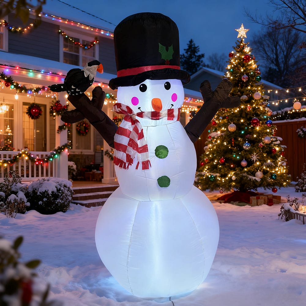 GlobaLink Pupazzo di Neve Gonfiabile 240CM IP44 per Natale - Decorazione RGB LED Esterna, Gonfiaggio in 1 Minuto, Facile Installazione per Prato, Giardino, Cortile GlobaLink Pupazzo di Neve Gonfiabile 240CM IP44 per Natale - Decorazione RGB LED Esterna, Gonfiaggio in 1 Minuto, Facile Installazione per Prato, Giardino, Cortile