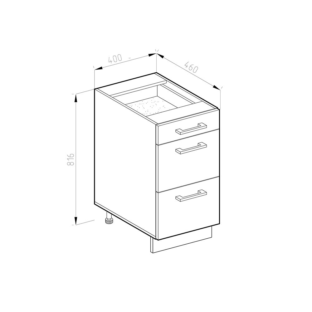 Vicco Meuble cuisine R-Line, Blanc campagne, 40cm avec tiroirs, sans PT - 3