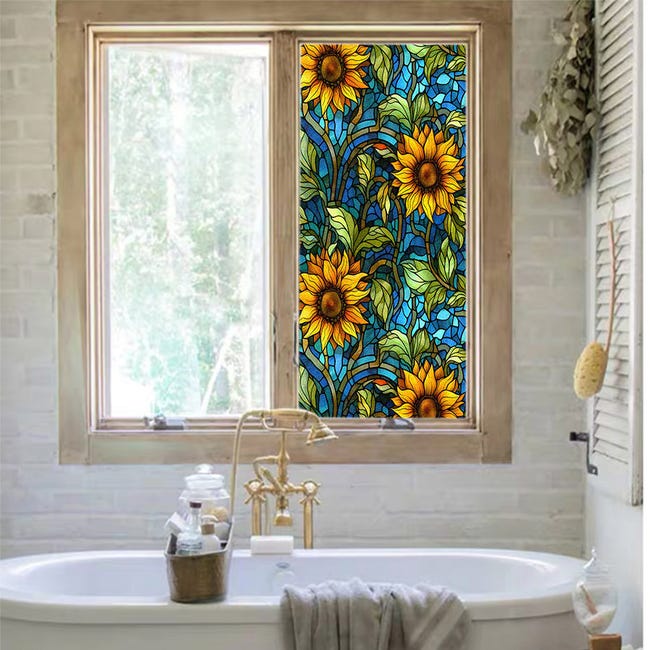 Pellicola Decorativa Per Vetri Con Motivo Farfalla – Effetto Vetro Colorato, Protezione UV 95%, Senza Colla, Facile Da Rimuovere, 45x100 Cm