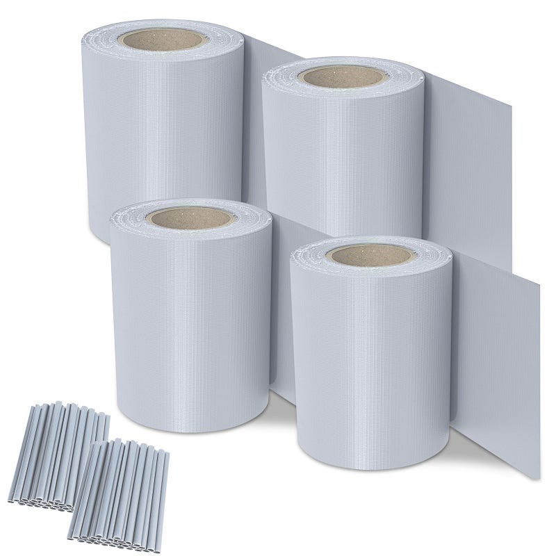 Clip En Rollo 4 rollos de banda opaca de PVC para vallas rígidas, 70 m x 19 cm, fácil ...