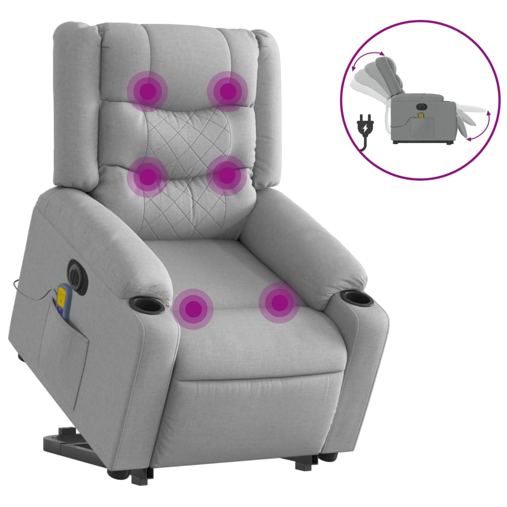 Sillón de salón   silla   sillón de masaje eléctrico reclinable elevable tela gris claro cfw701910