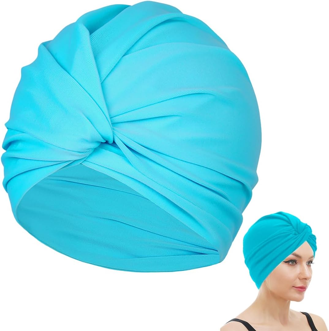 Czepek kąpielowy turban damski, czepek pływacki retro, elastyczny czepek pływacki, czepek pływacki do długich i krótkich włosów, turban kąpielowy dla